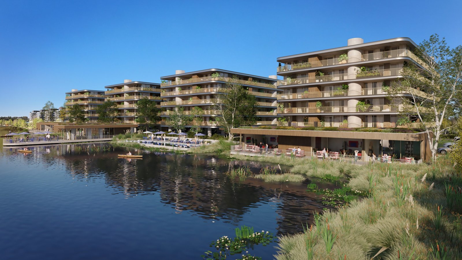 Rotunda al Lago — render del proyecto frente al lago